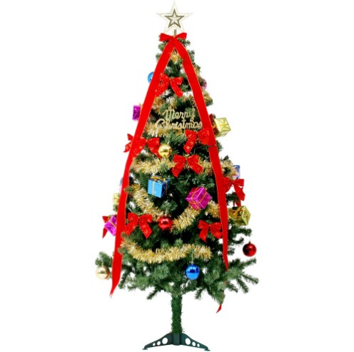 リボン付きクリスマスツリーセット180cm